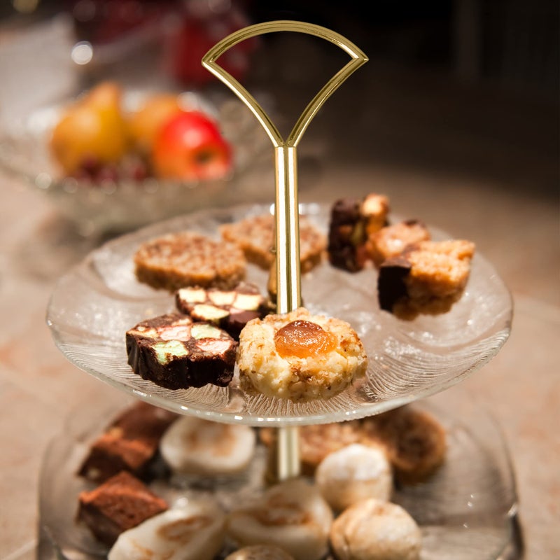 Happy Will 3 Tier 14" Heavy Metal Cake Stand Holder Fruit Plate Stand Fitting Hardware Rod Golden Fan - Image 5